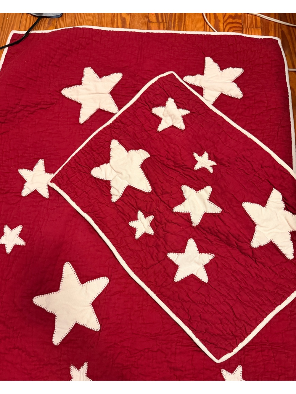 Pottery Barn Kids Red Star 100% Cotton Crib Quilt And Sham Vintage 2006